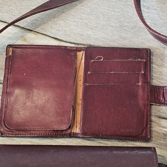 Vintage 80s Oxblood Leather Saddle Bag Purse W Wallet‎ Half Moon Brazil Boho - Picture 15 of 16